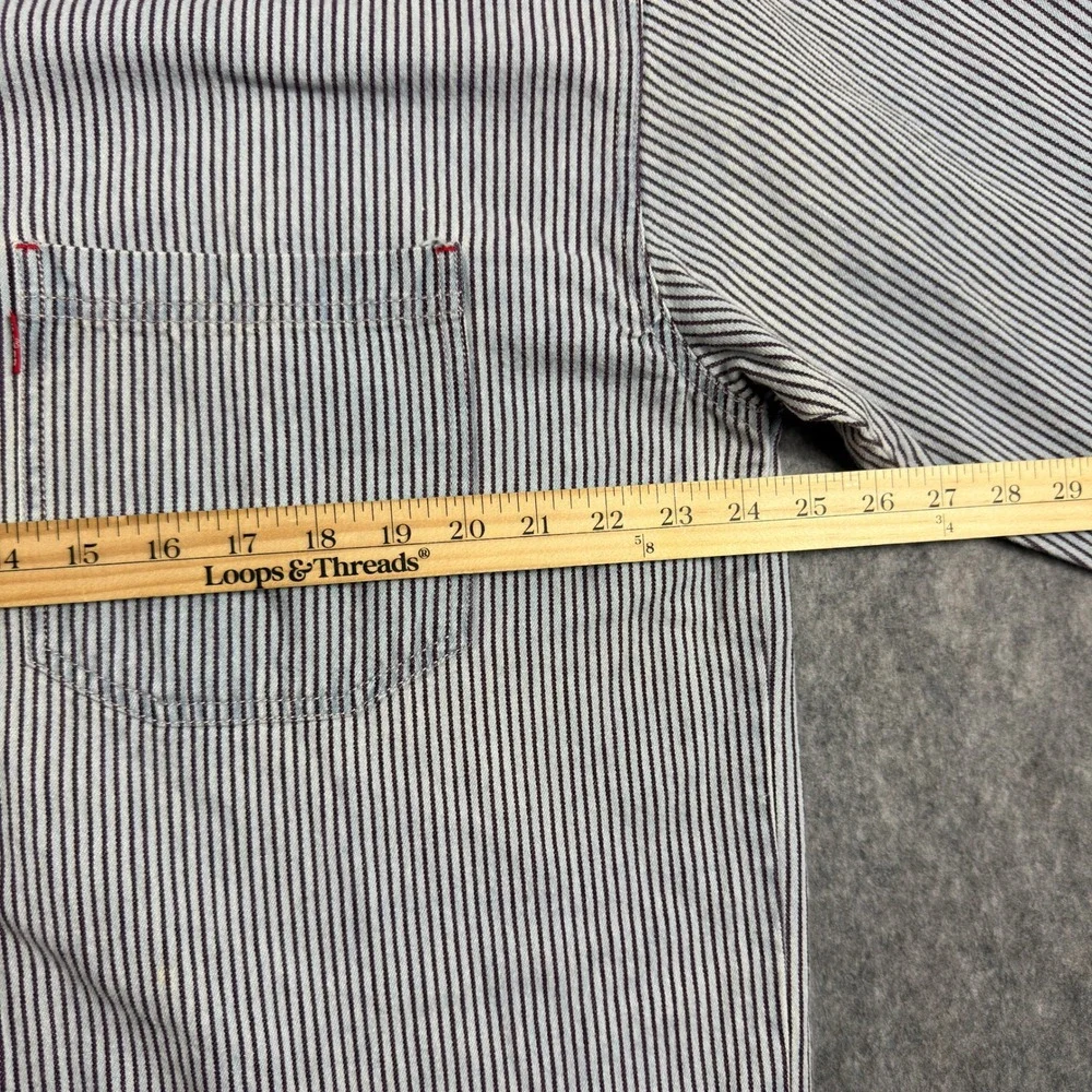 Vintage Levi's Shirt Men's Large Blue White Striped Denim Work Engineer Chore